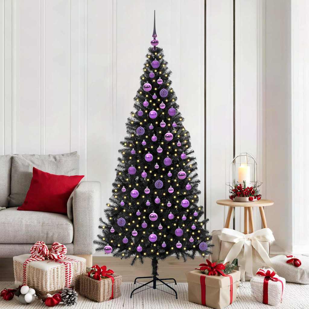 JUNG Vida Weihnachtsbaum mit 300 LEDs mit Ständer Schwarz 180 cm PVC