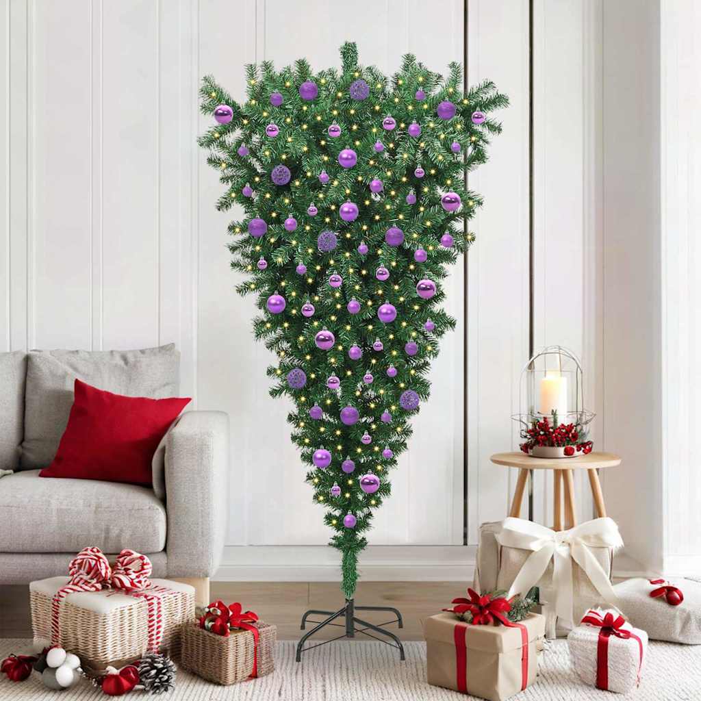 JUNG Vida Umgedrehter Kunst Weihnachtsbaum mit Kugelset Grün 180 cm PVC