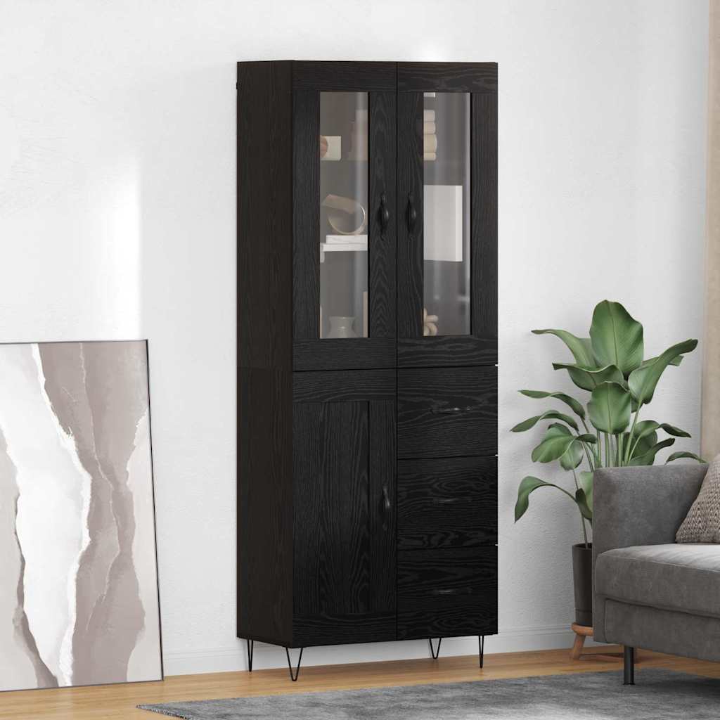 JUNG Vida Highboard Schwarz Eichen-Optik 69,5 x 34 x 90 cm Holzwerkstoff