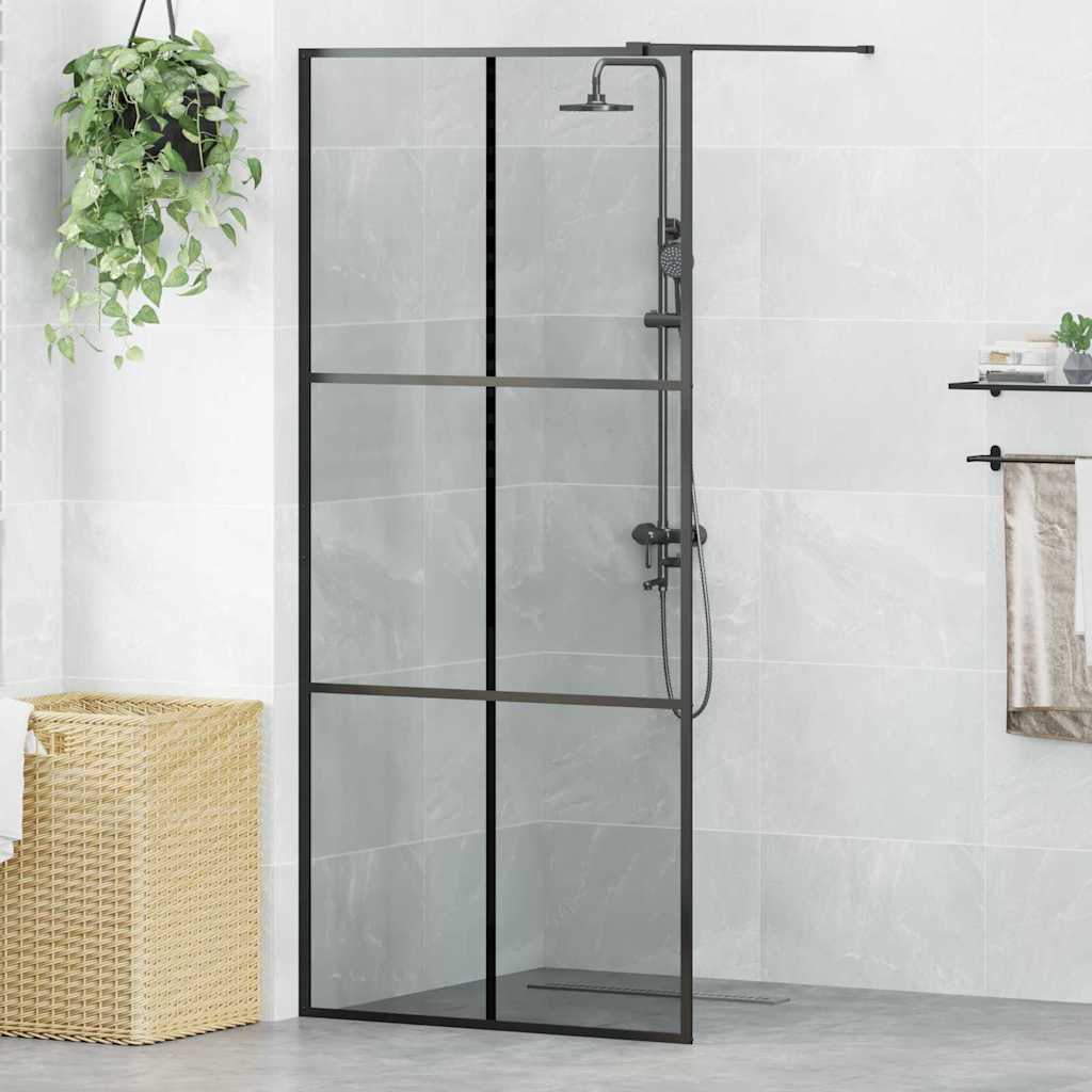 JUNG Vida Walk-in Duschwand Schwarz 90 x 195 cm Gehärtetes Glas