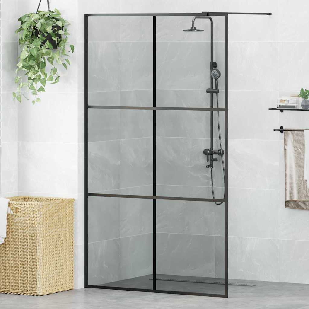 JUNG Vida Walk-in Duschwand Schwarz 115 x 195 cm Gehärtetes Glas