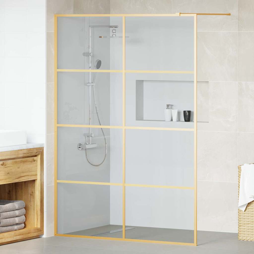 JUNG Vida Walk-in Duschwand Gold 140 x 195 cm Gehärtetes Glas