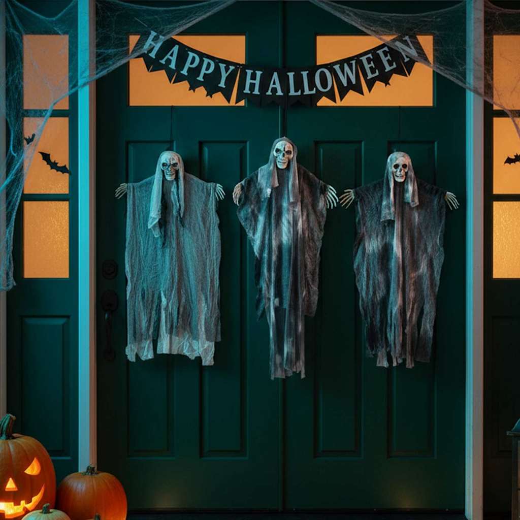 JUNG Vida Hängender Halloween Geist 3 pcs Schwarz 66 x 110 cm Polyester