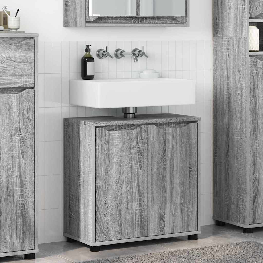 JUNG Vida Badezimmerwaschbecken-Schrank Graues Sonoma 60 x 30 x 60 cm