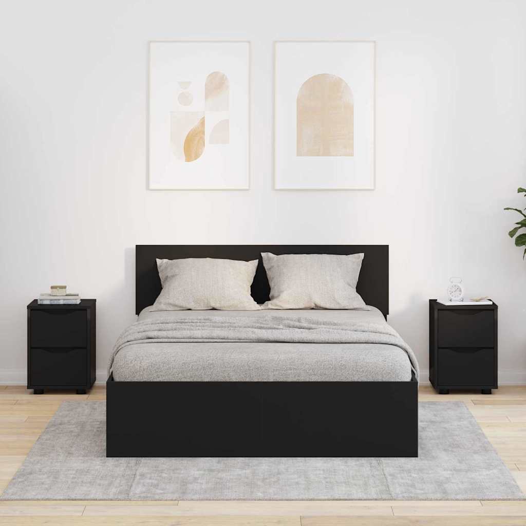 JUNG Vida Nachttische 2 pcs Schwarz 30,5 x 30 x 43 cm Holzwerkstoff
