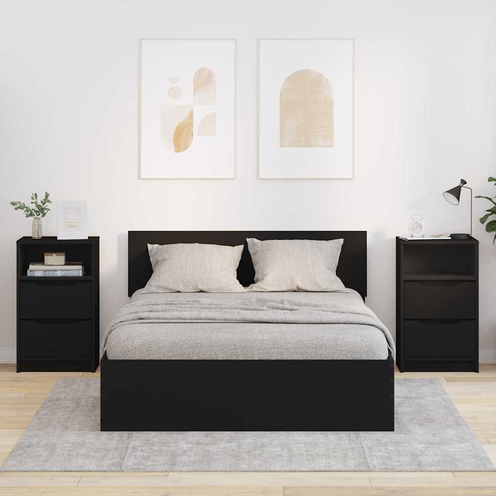 JUNG Vida Nachttische 2 pcs Schwarz 40 x 30 x 467 cm Holzwerkstoff