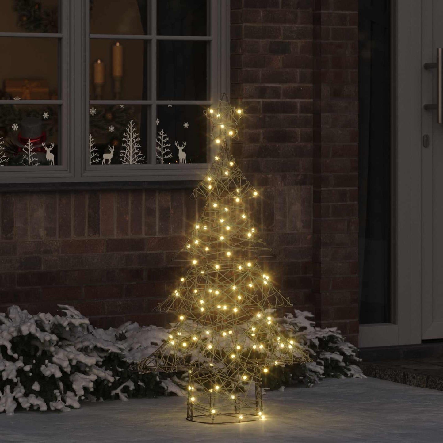 JUNG Vida Weihnachtsbaum mit 120 LEDs Warmweiß 150 cm Rattan