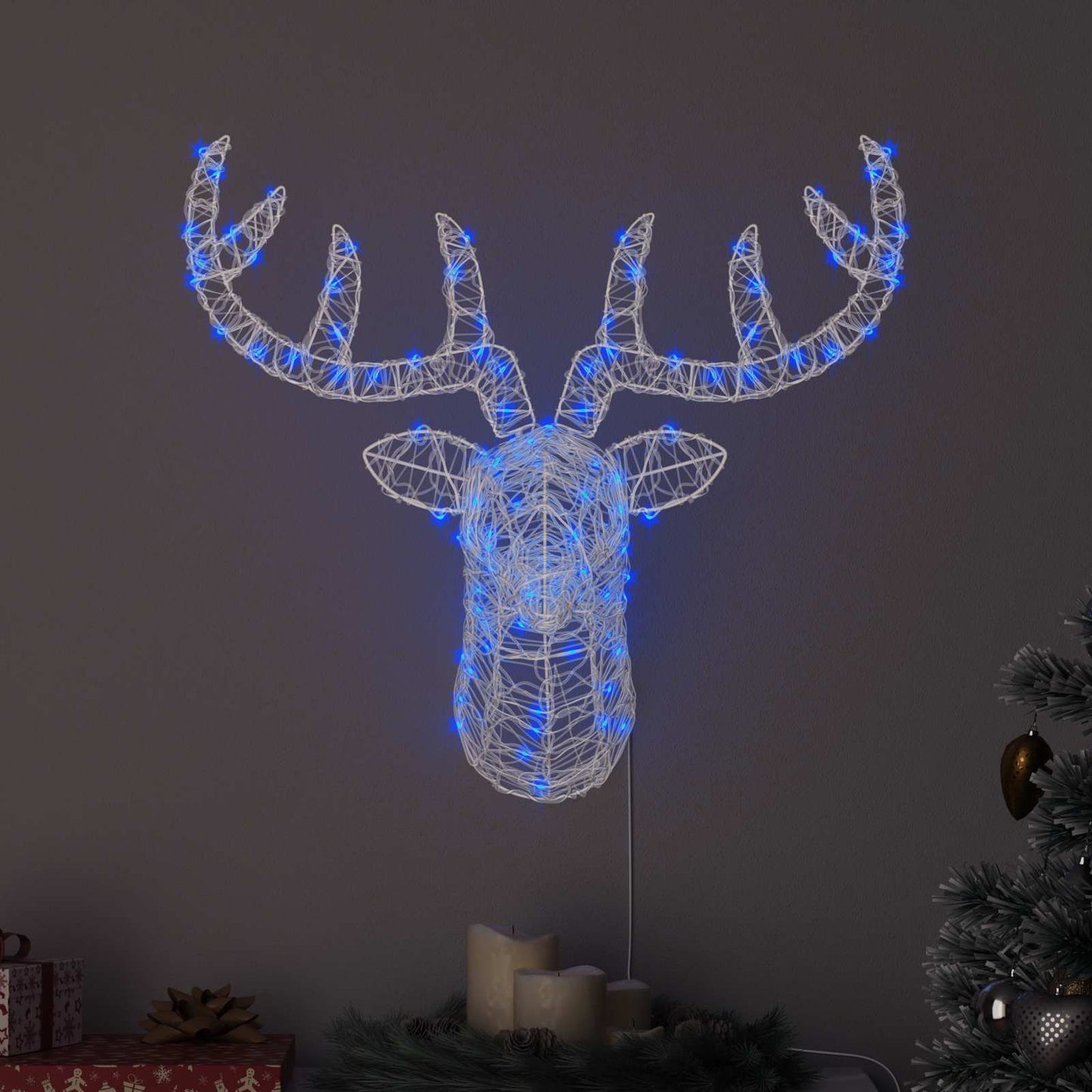 JUNG Vida Rentierkopf mit 140 LEDs Blau 68 x 36,5 x 62,5 cm Acryl