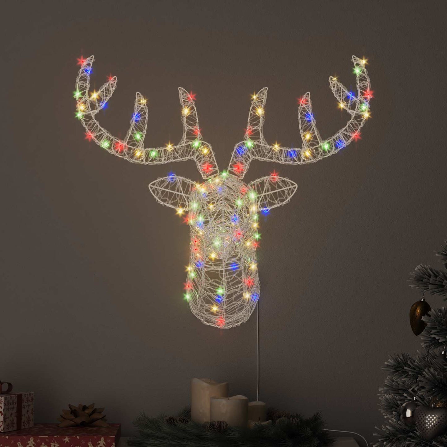 JUNG Vida Rentierkopf mit 140 LEDs Bunt 68 x 36,5 x 62,5 cm Acryl