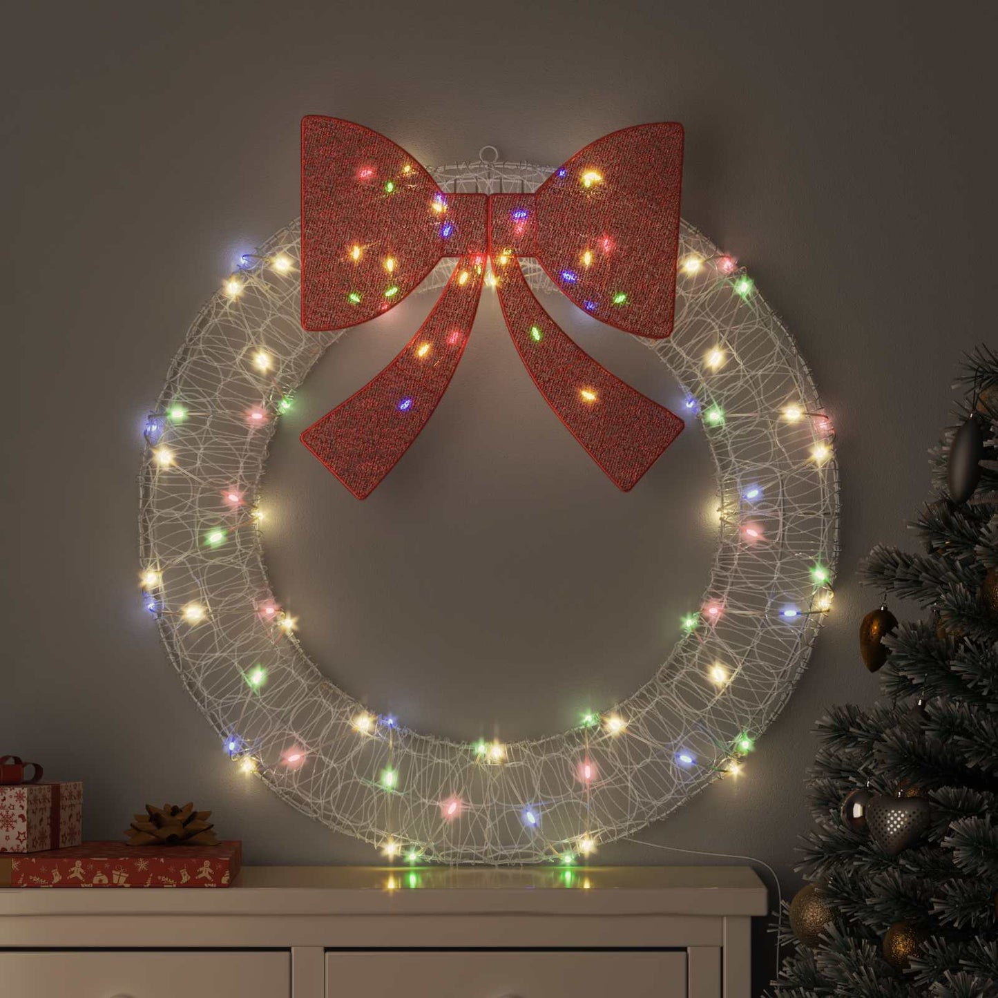 JUNG Vida Kranz mit 80 LEDs Mehrfarbig 92 x 9.5 x 92 cm Acryl