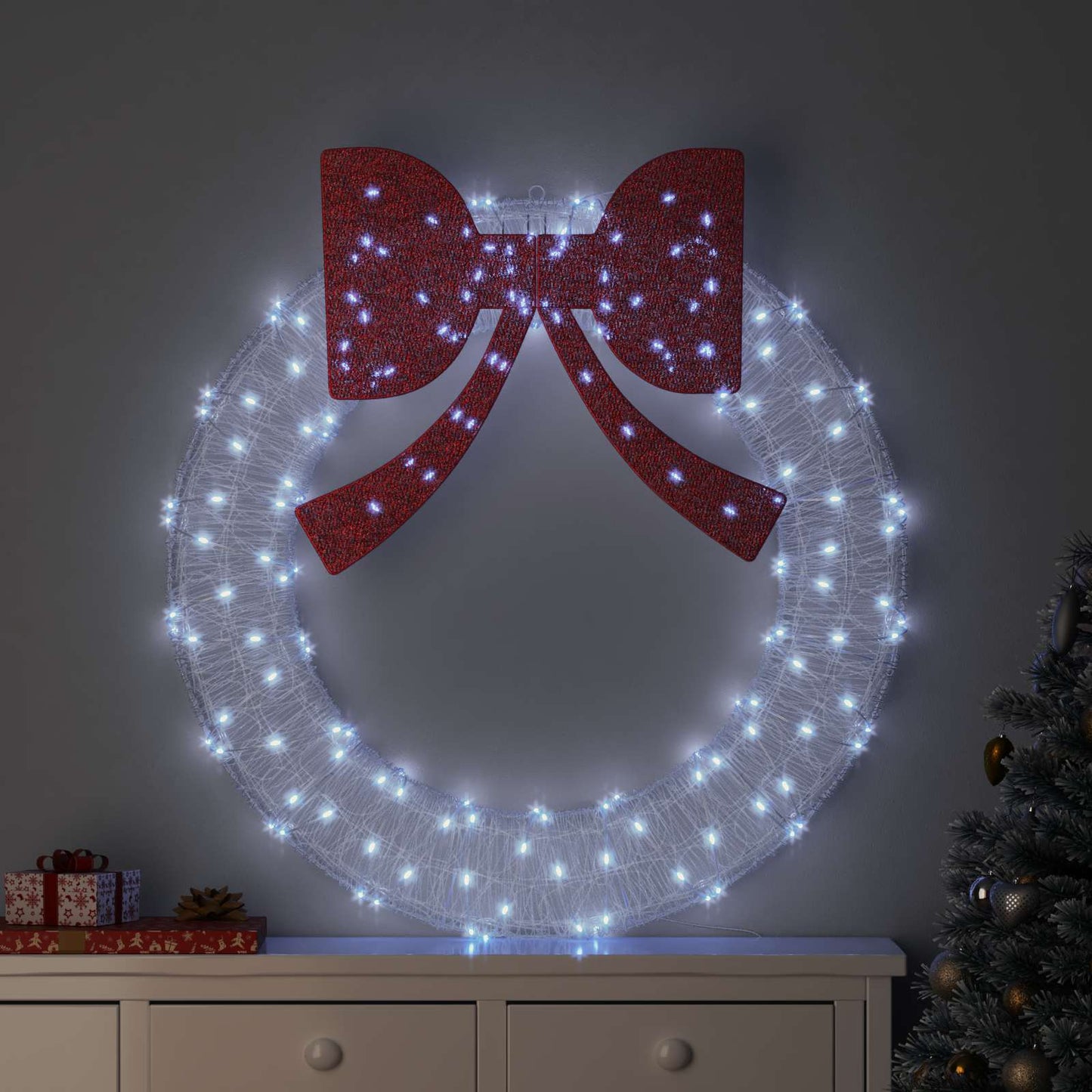 JUNG Vida Kranz mit 150 LEDs Kaltweiß 120 cm Acryl