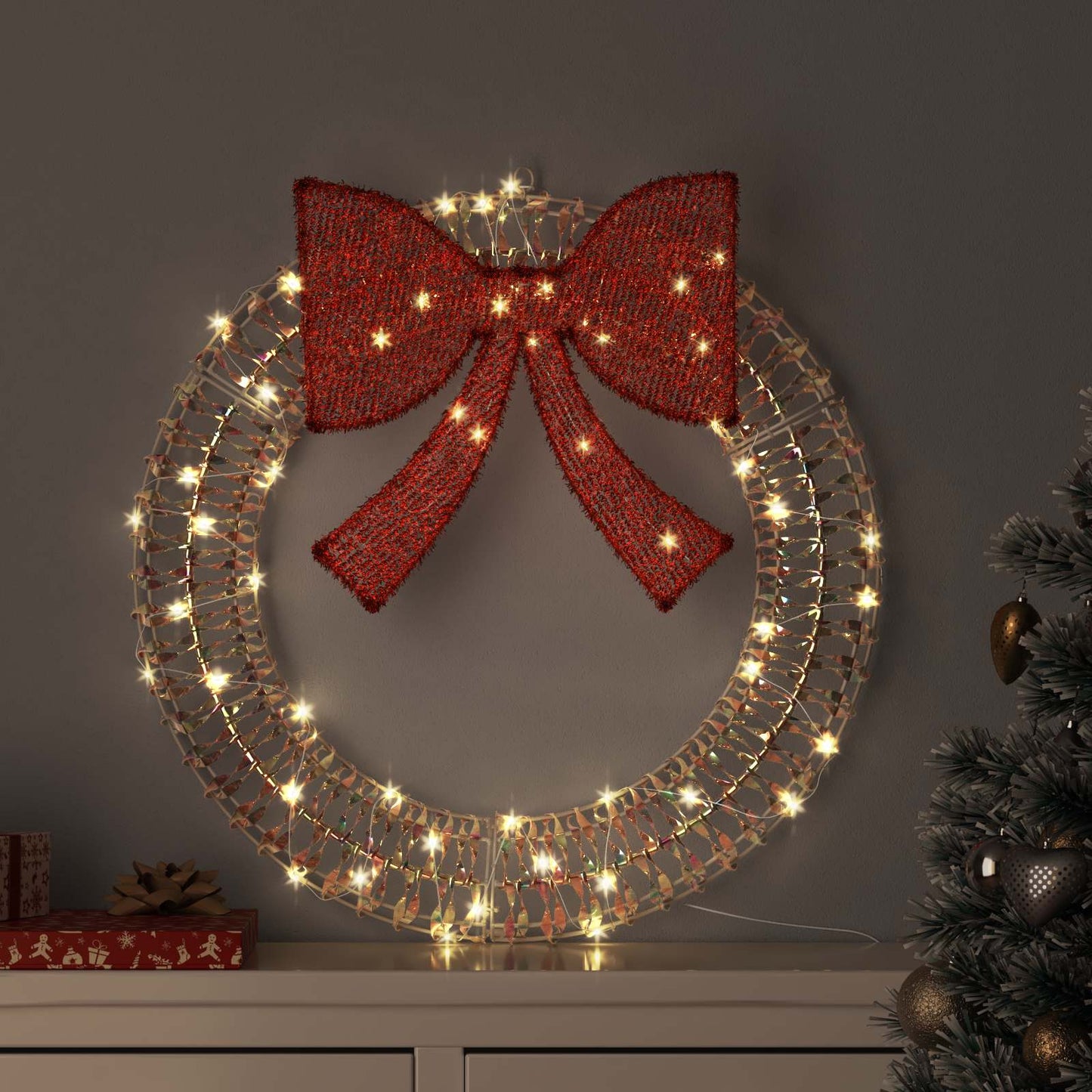 JUNG Vida Kranz mit 60 LEDs Warmweiß 75 cm PET