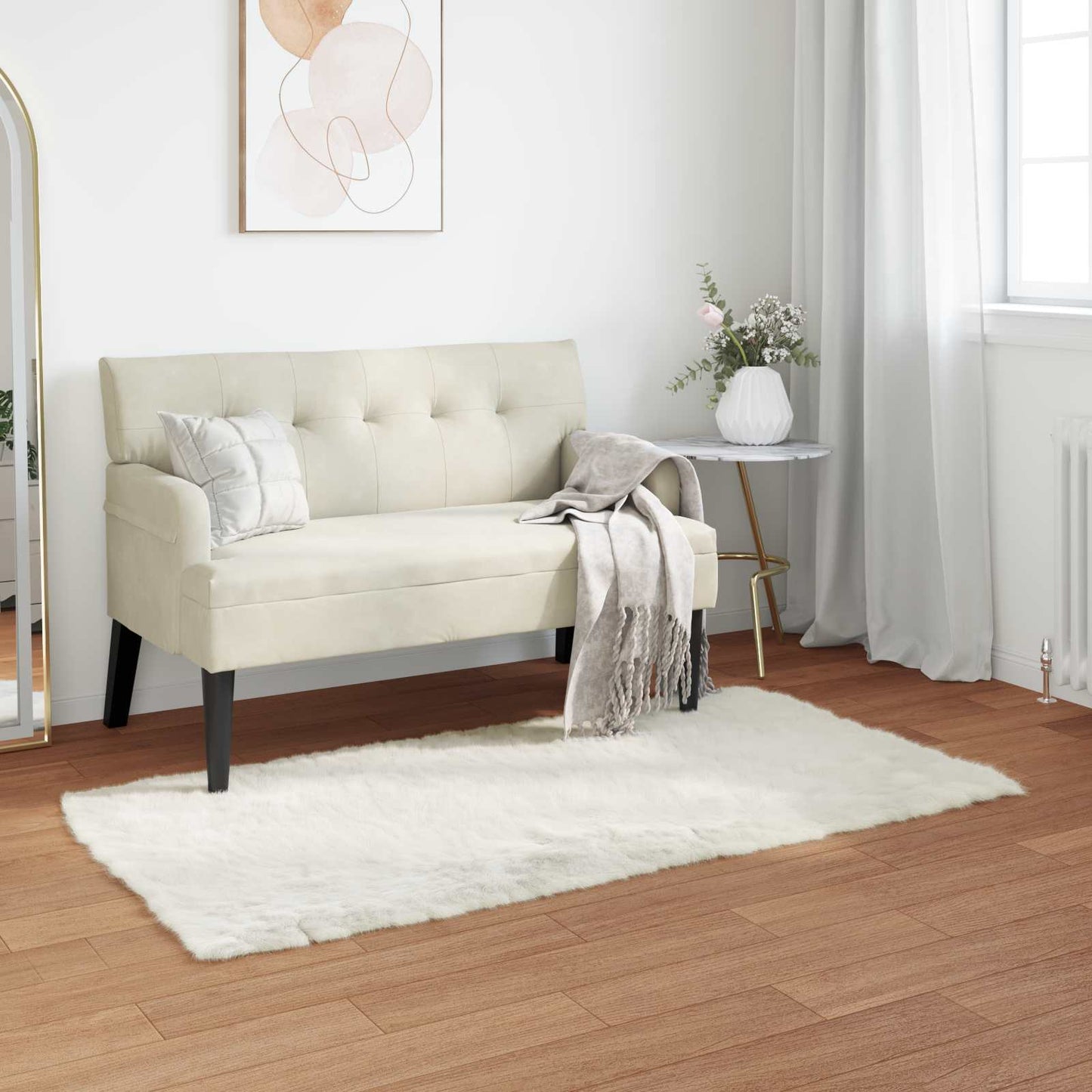 JUNG Vida Kunstschaffell Teppich Tafalla Weiß 60 x 110 cm Polyester