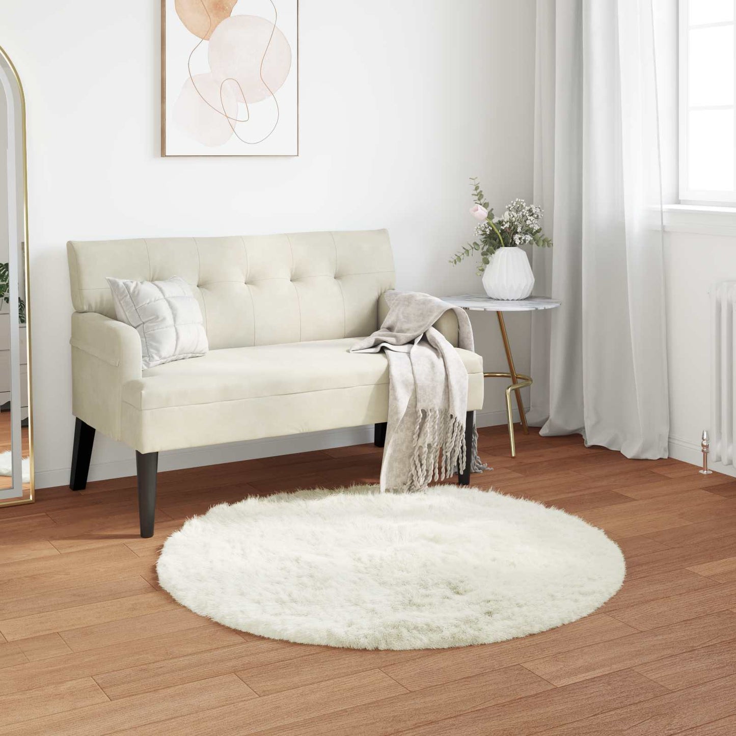 JUNG Vida Kunstschaffell Teppich Tafalla Weiß Ø 100 cm Polyester