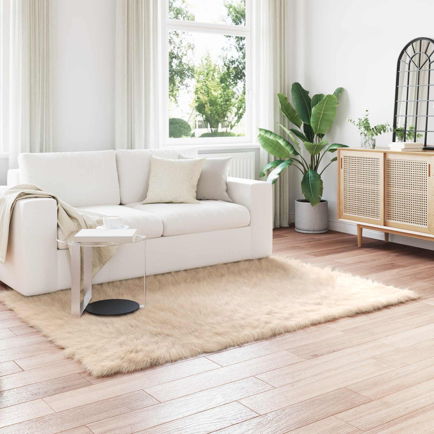 JUNG Vida Kunstschaffell Teppich Tafalla Beige 140 x 200 cm Polyester