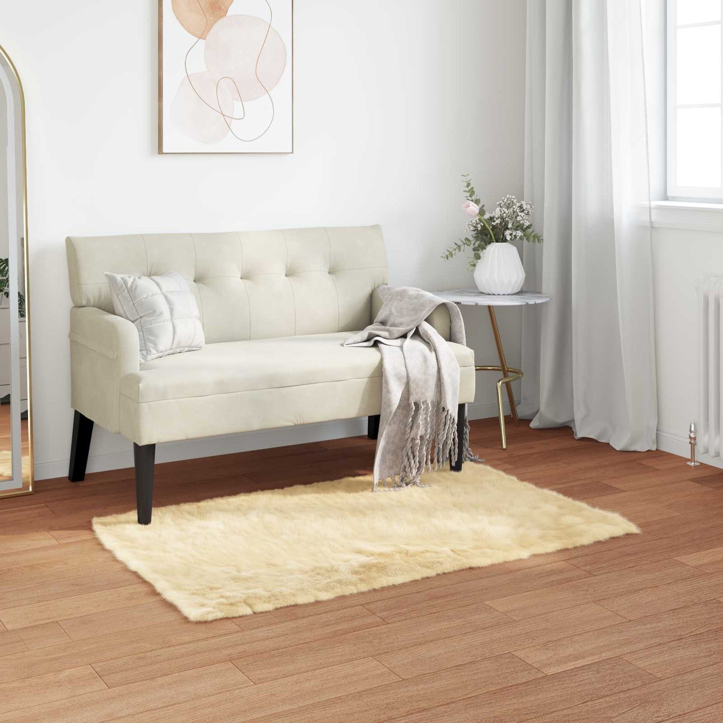JUNG Vida Kunstschaffell Teppich Tafalla Creme 60 x 110 cm Polyester