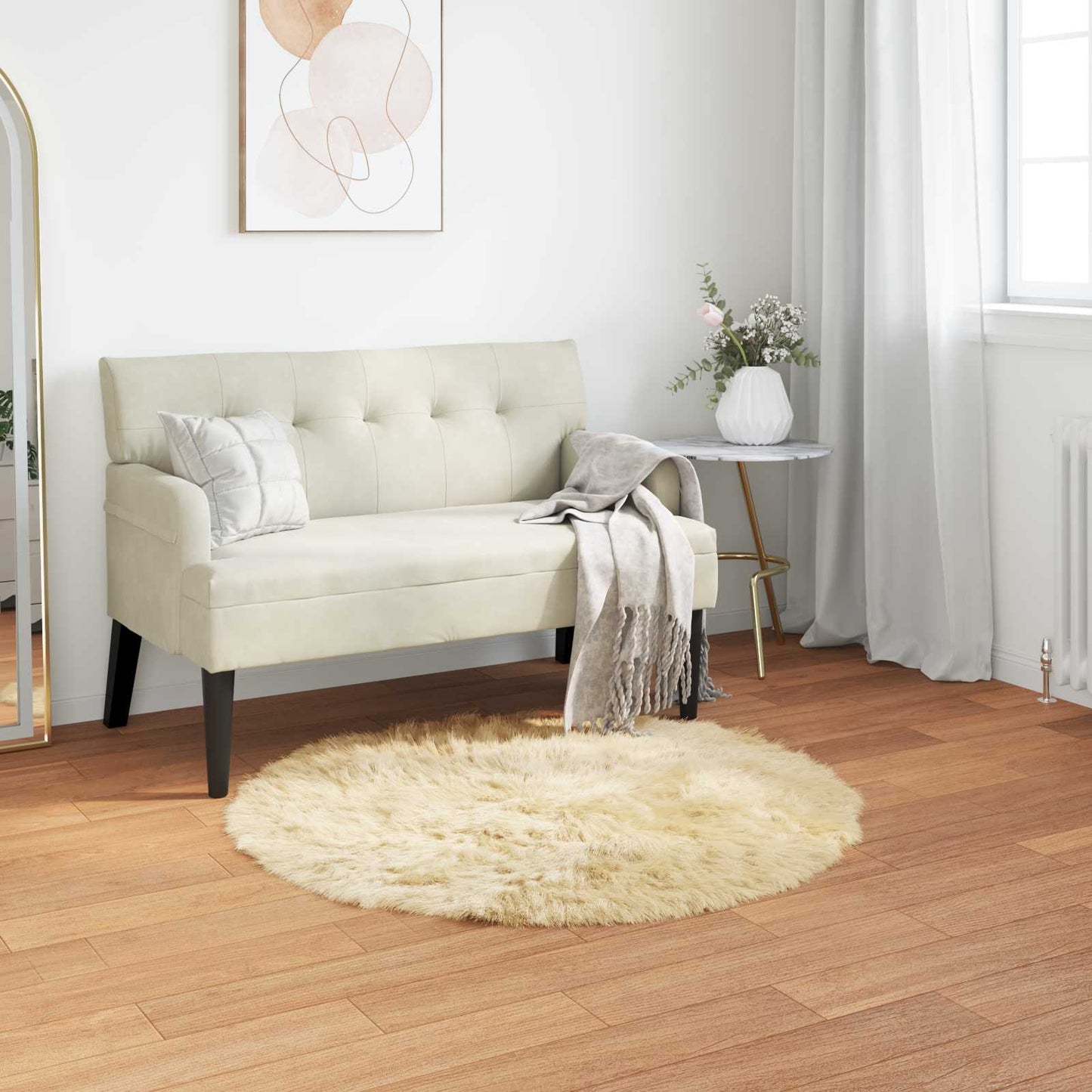 JUNG Vida Kunstschaffell Teppich Tafalla Creme Ø 100 cm Polyester