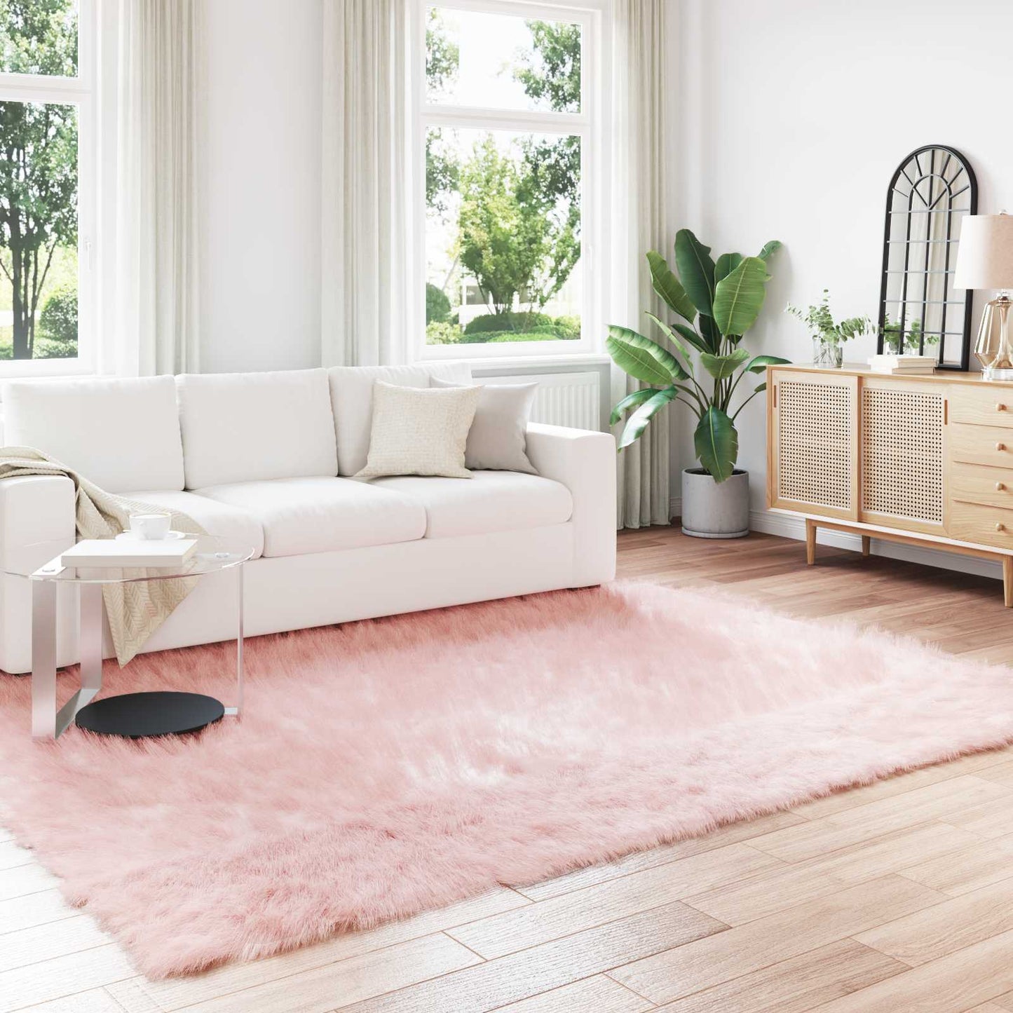 JUNG Vida Kunstschaffell Teppich Tafalla Rosa 200 x 280 cm Polyester