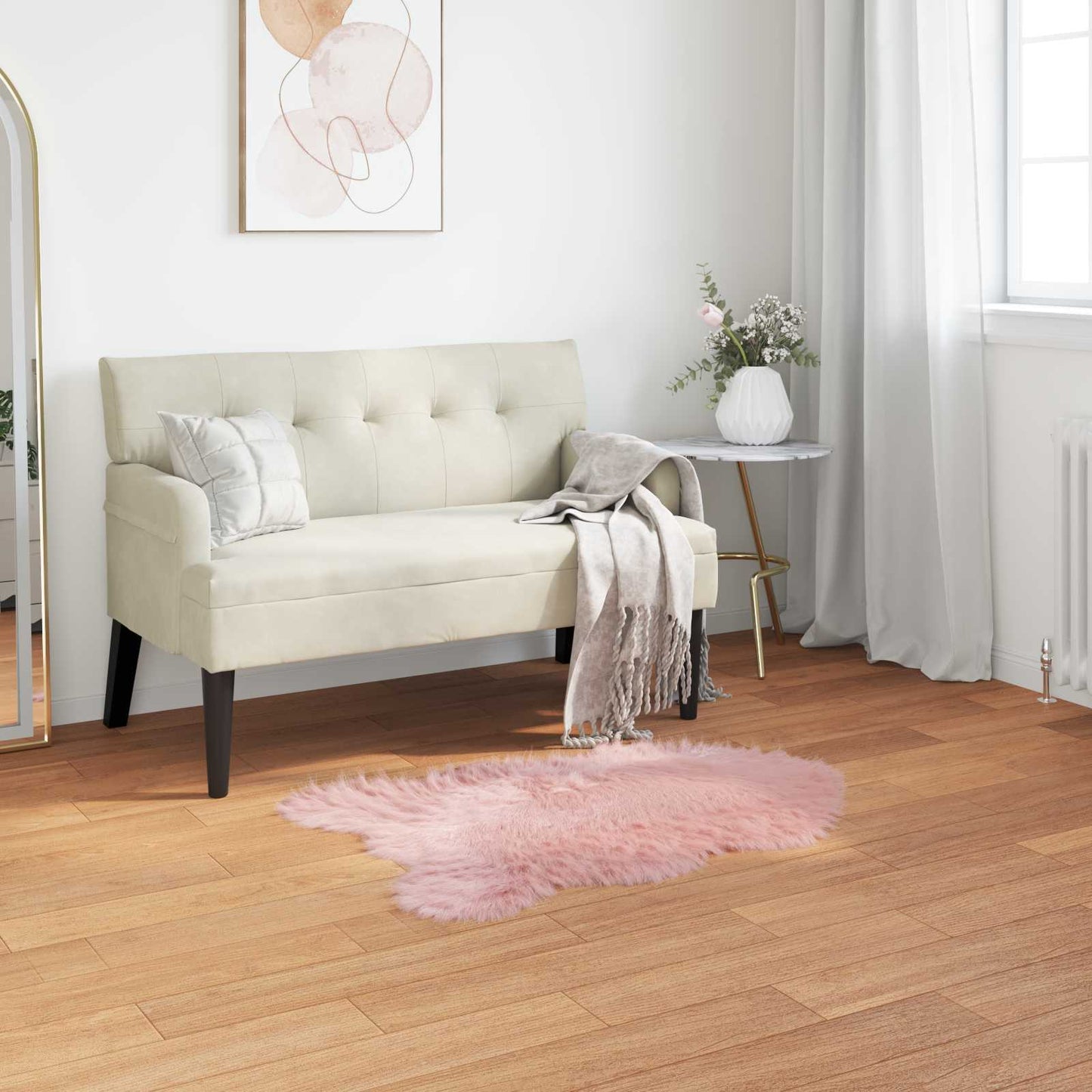 JUNG Vida Kunstschaffell Teppich Tafalla Rosa 50 x 80 cm Polyester