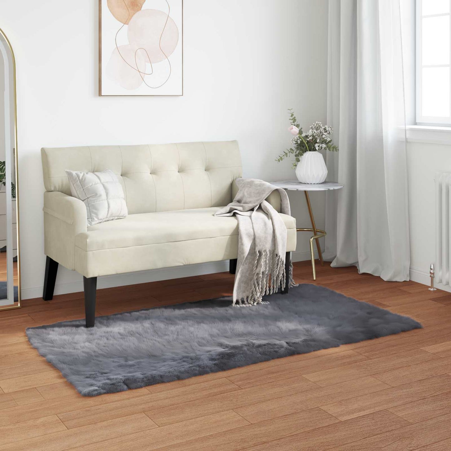 JUNG Vida Kunstschaffell Teppich Tafalla Anthrazit 60 x 110 cm Polyester