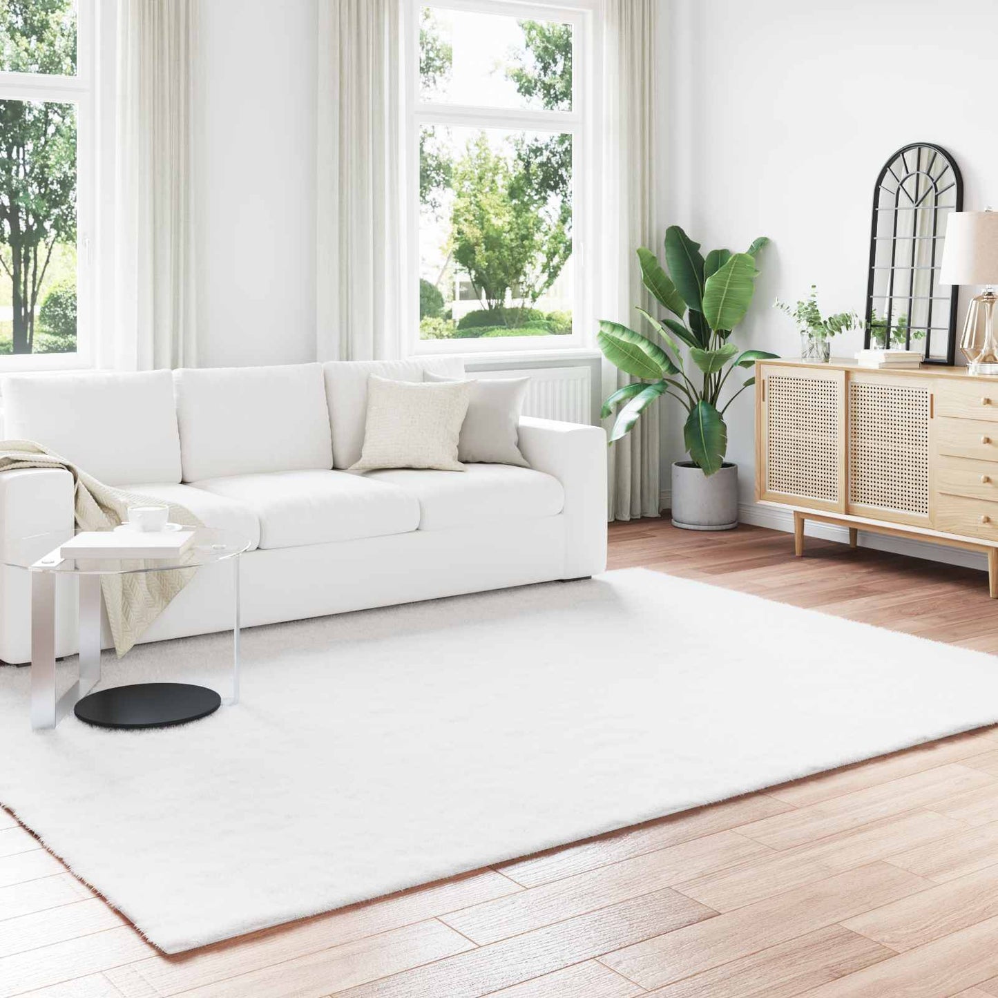 JUNG Vida Kunstfell Hasen Teppich Olite Weiß 200 x 280 cm Polyester