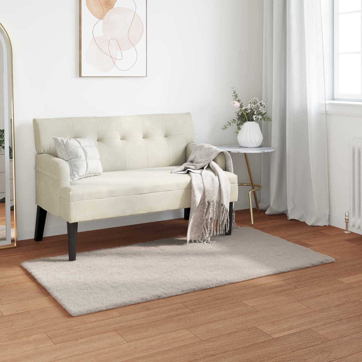 JUNG Vida Kunstfell Hasen Teppich Olite Beige 60 x 110 cm Polyester