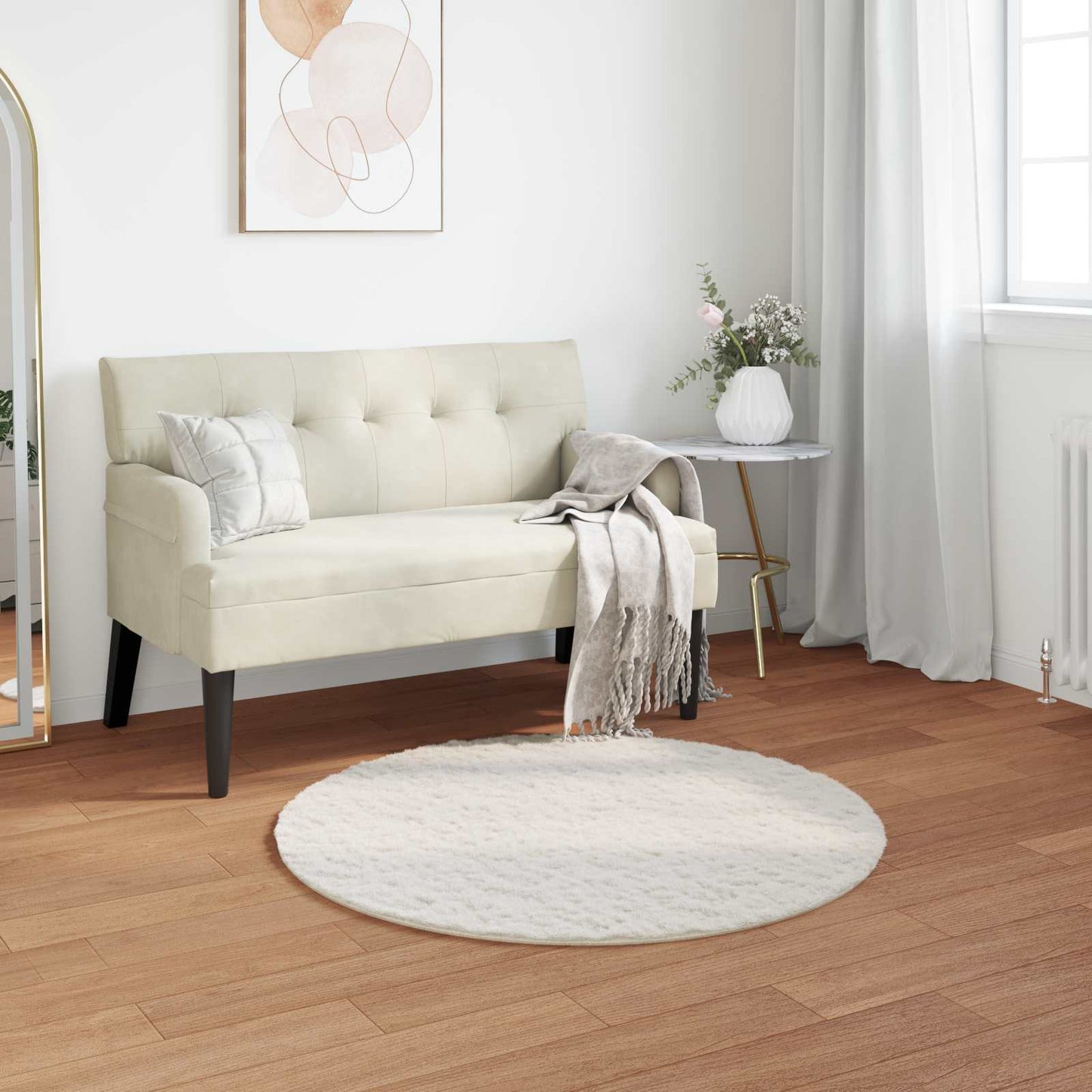 JUNG Vida Kunstfell Hasen Teppich Olite Creme Ø 120 cm Polyester
