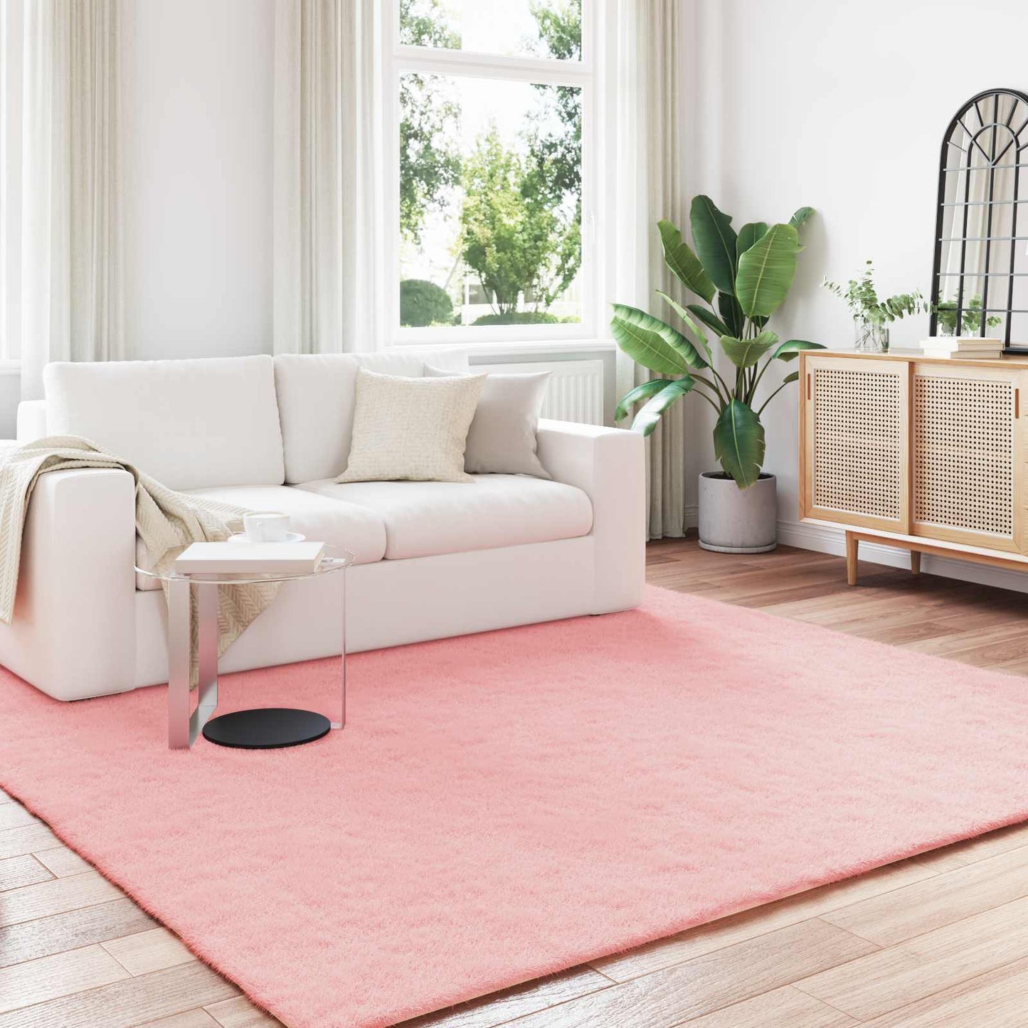 JUNG Vida Kunstfell Hasen Teppich Olite Rosa 240 x 240 cm Polyester