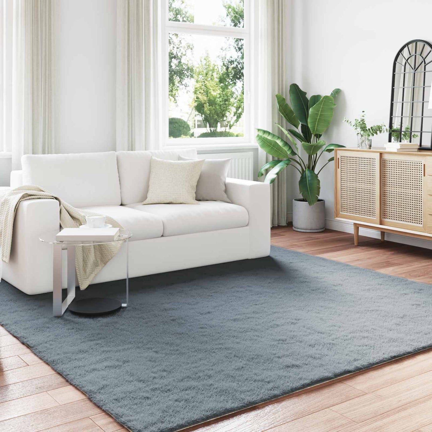 JUNG Vida Kunstfell Hasen Teppich Olite Anthrazit 240 x 240 cm Polyester