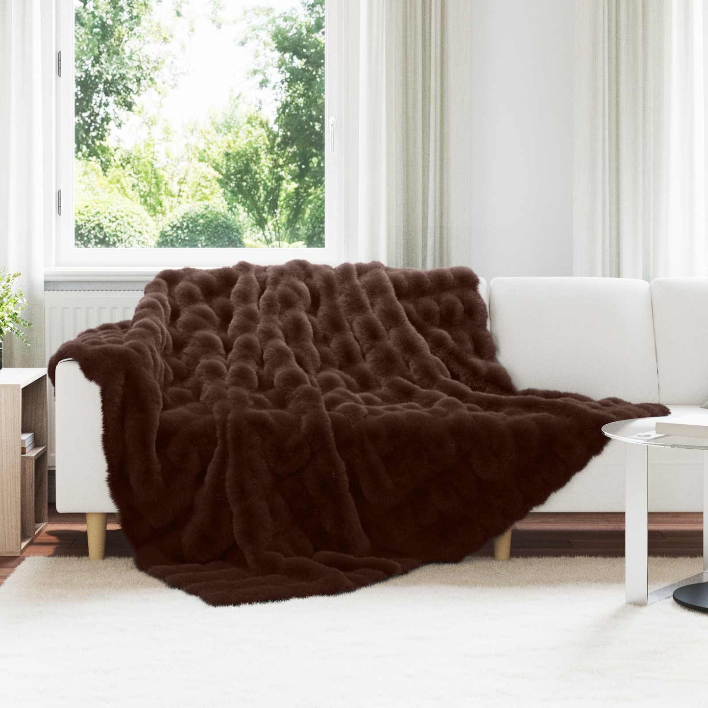 JUNG Vida Kunstfell Kaninchenfell Decke 4 pcs Kamel 240 x 270 cm