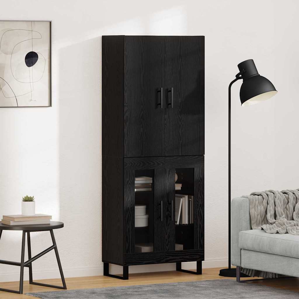 JUNG Vida Highboard 2 pcs Schwarz Eichen-Optik 69,5 x 34 x 180 cm