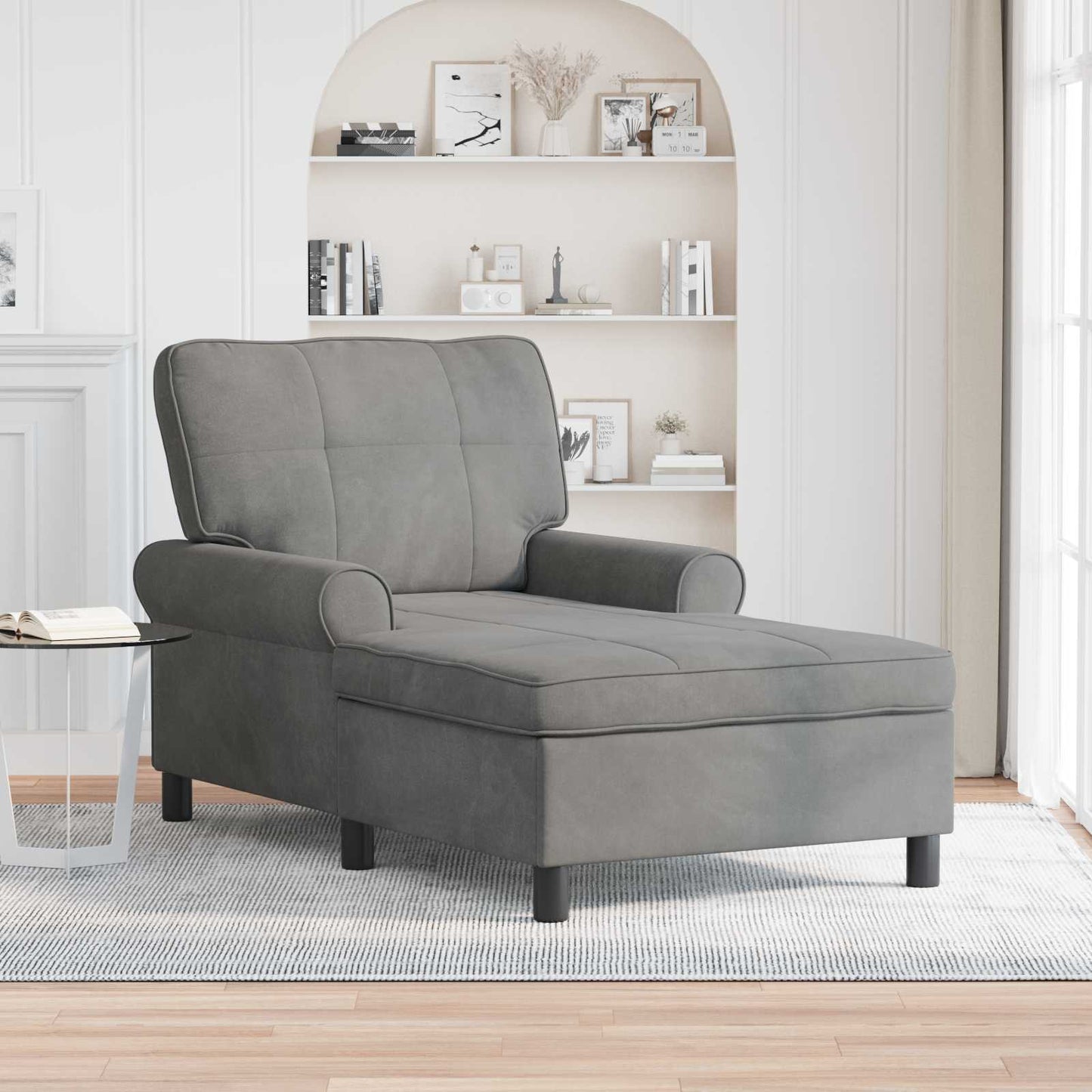 JUNG Vida Lounge-Liege mit Kissen Dunkelgrau 91 x 157 x 91 cm Samt