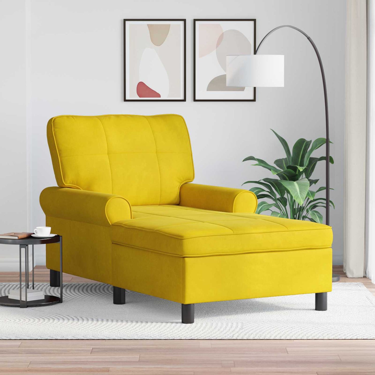 JUNG Vida Lounge-Liege mit Kissen Gelb 91 x 157 x 91 cm Samt