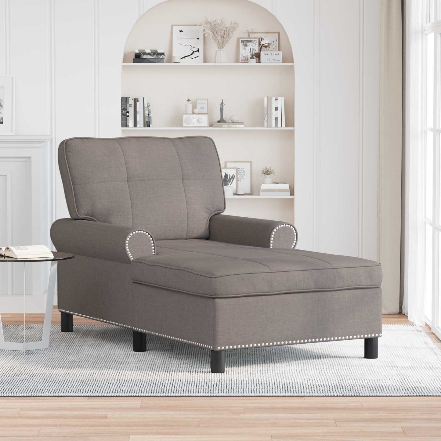JUNG Vida Lounge-Liege mit Kissen Taupe 91 x 157 x 91 cm Stoff