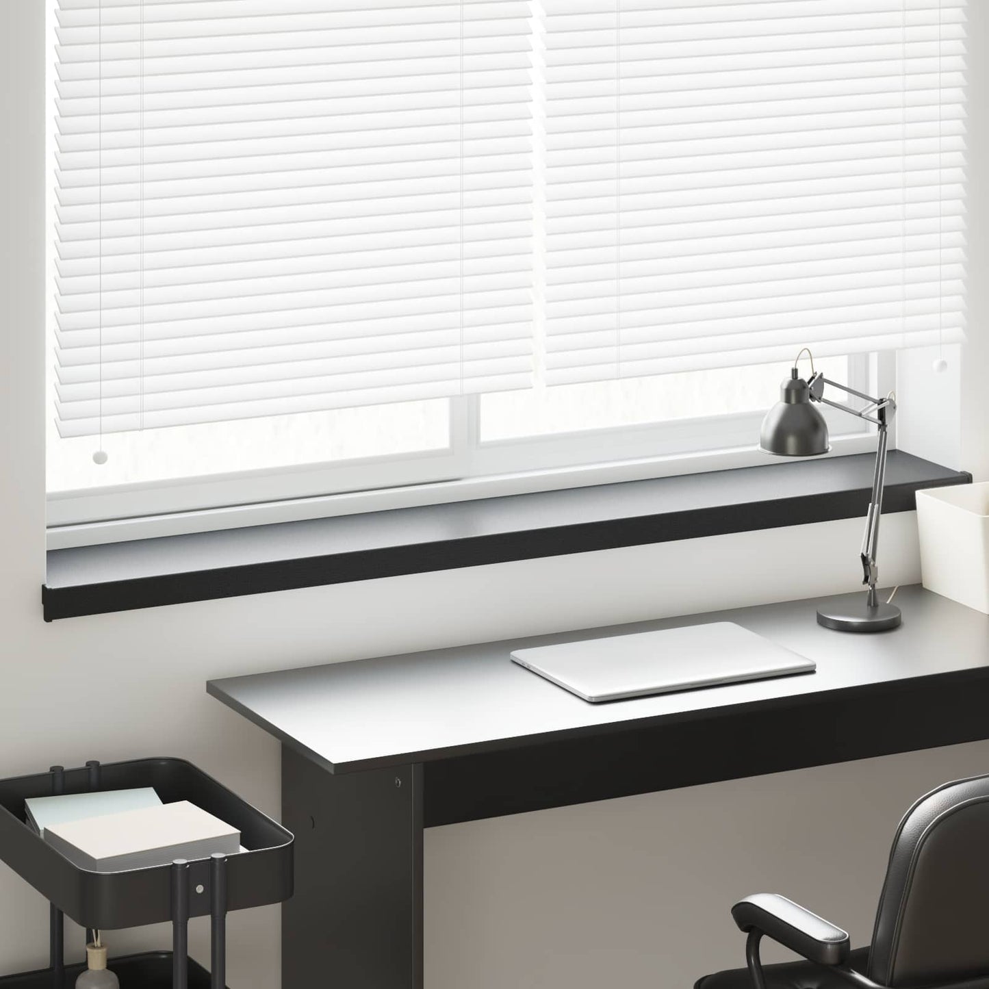 JUNG Vida Fensterbank Schwarz mit Holzmaserung 120 x 20 x 4,5 cm PVC