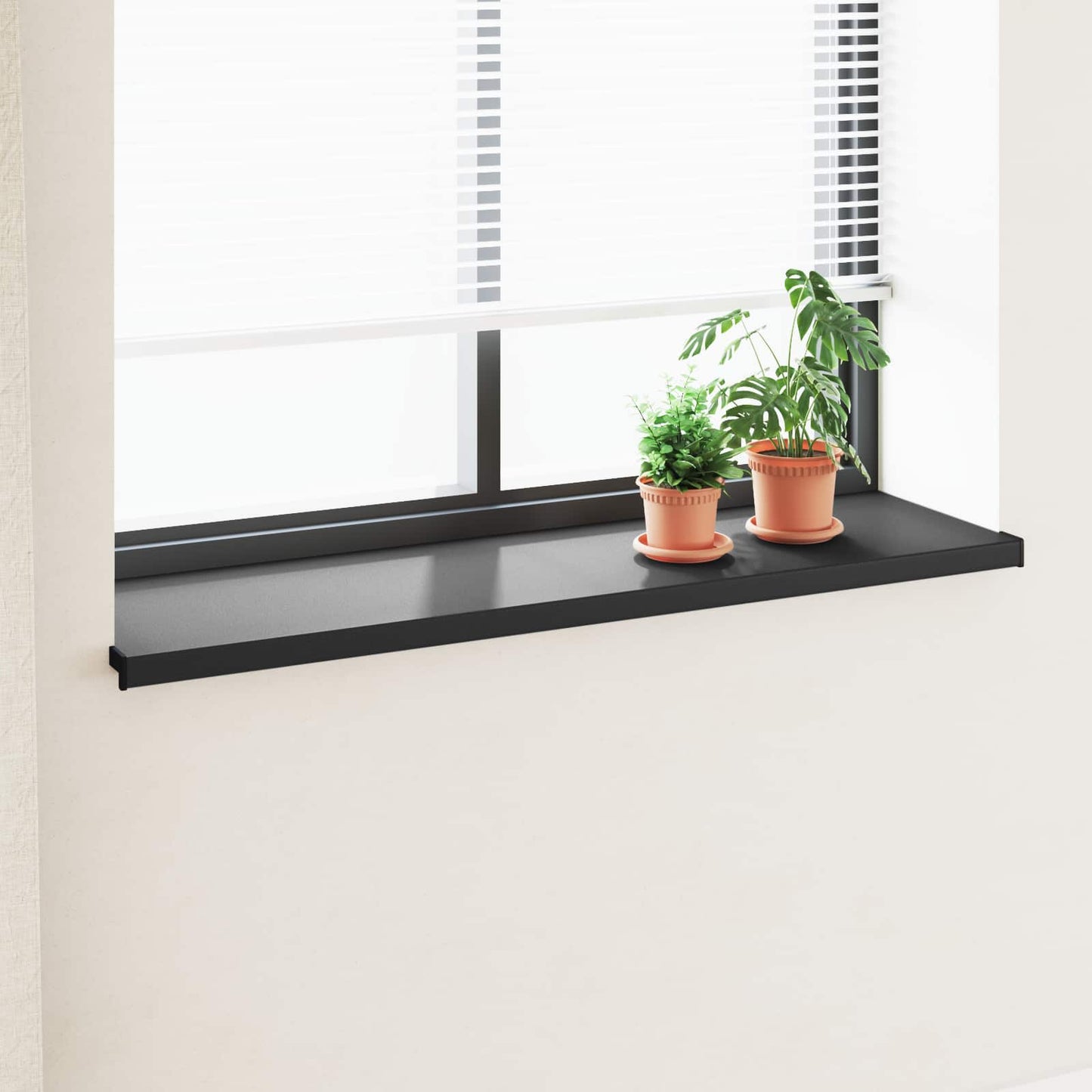 JUNG Vida Fensterbank Schwarz mit Holzmaserung 120 x 40 x 4,5 cm PVC