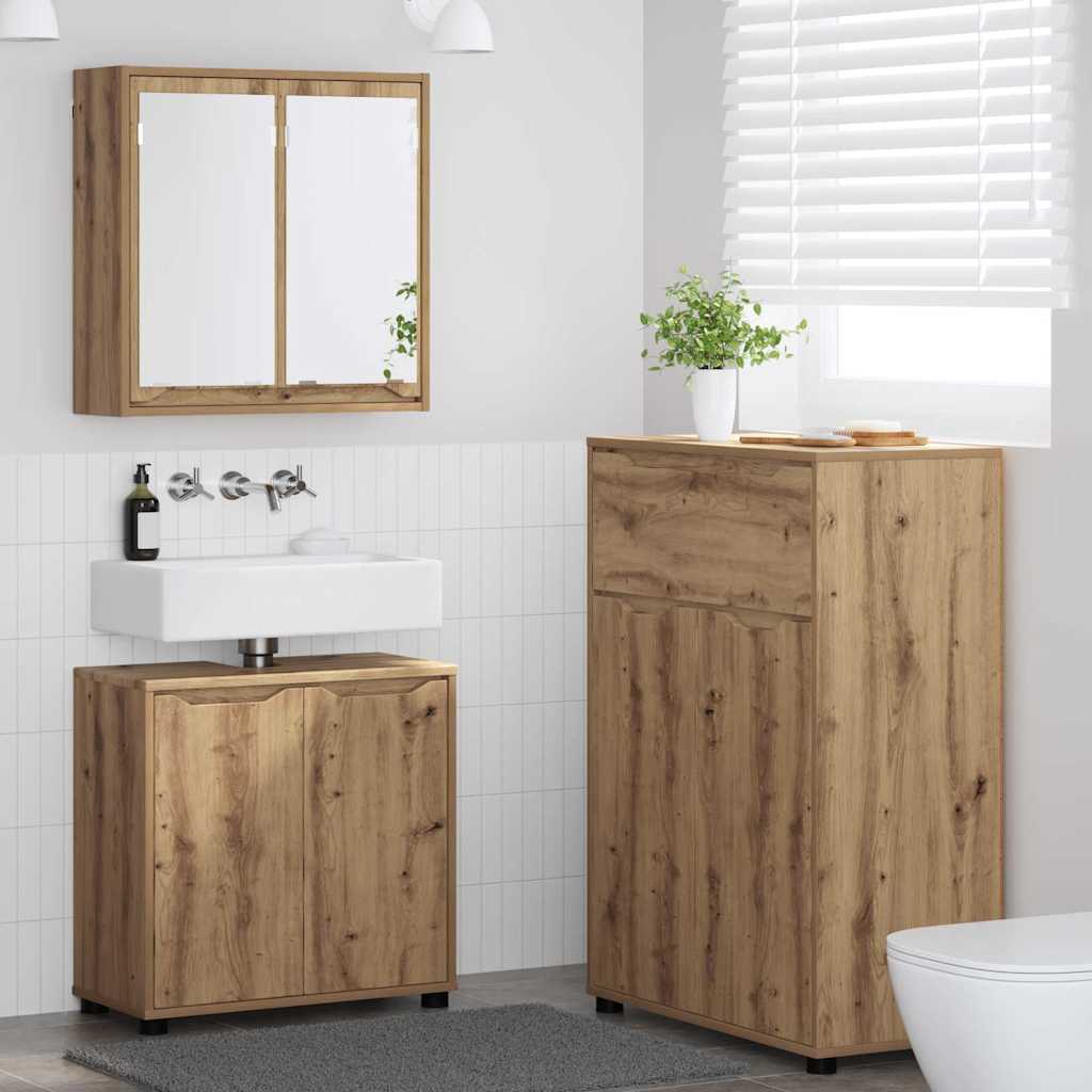 JUNG Vida Badezimmermöbel-Set mit Regal 3 pcs Artisan-Eiche Holzwerkstoff