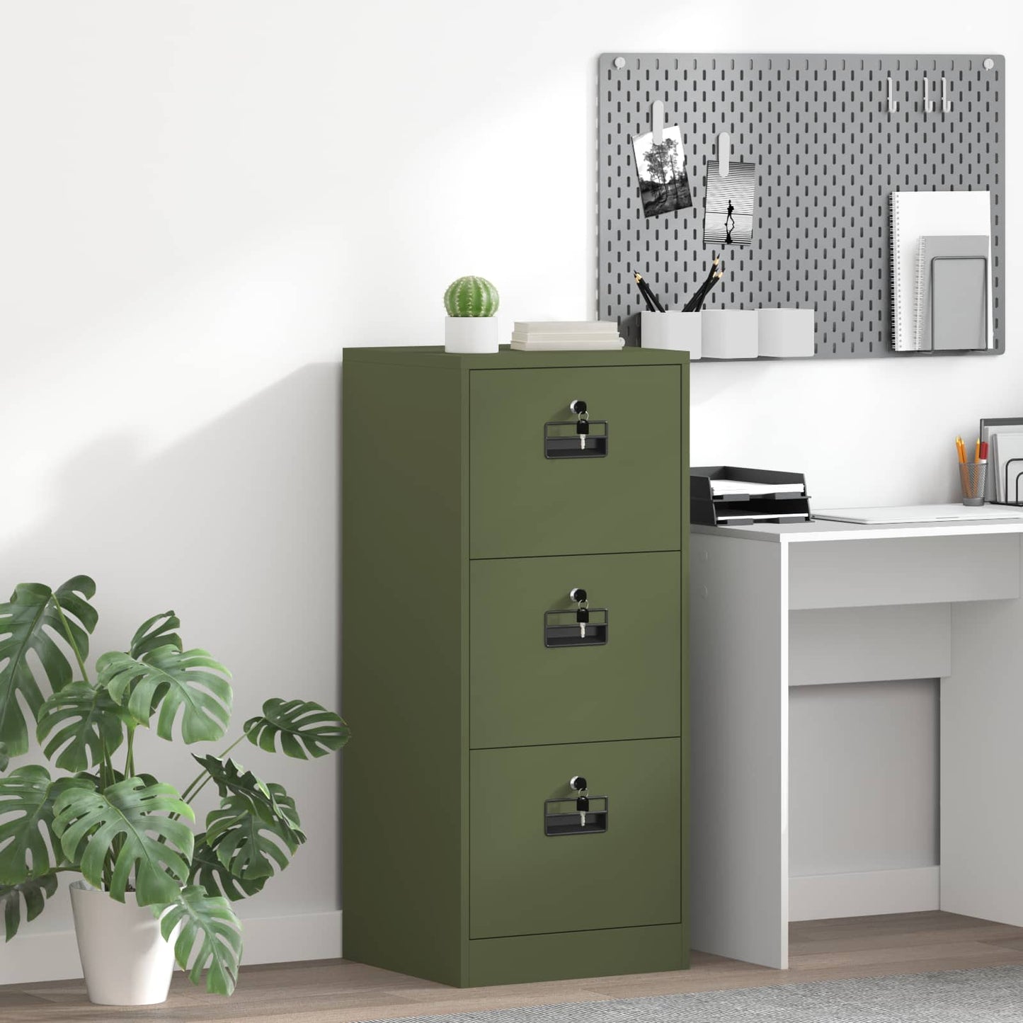 JUNG Vida Aktenschrank Olive Grün 44 x 50 x 106,5 cm Kaltgewalzter Stahl