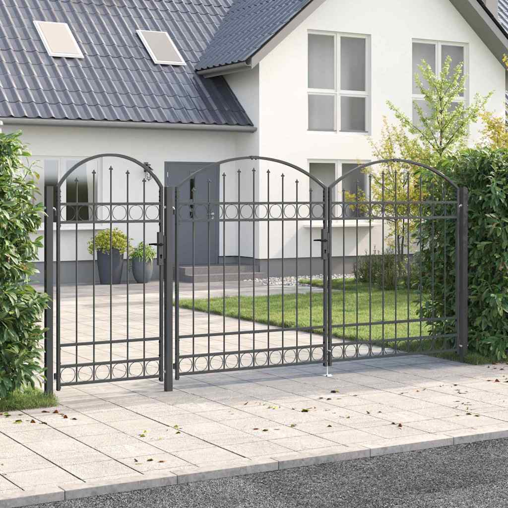 JUNG Vida Gartentor mit gewölbtem Oberteil Grau 400 x 125 cm Stahl