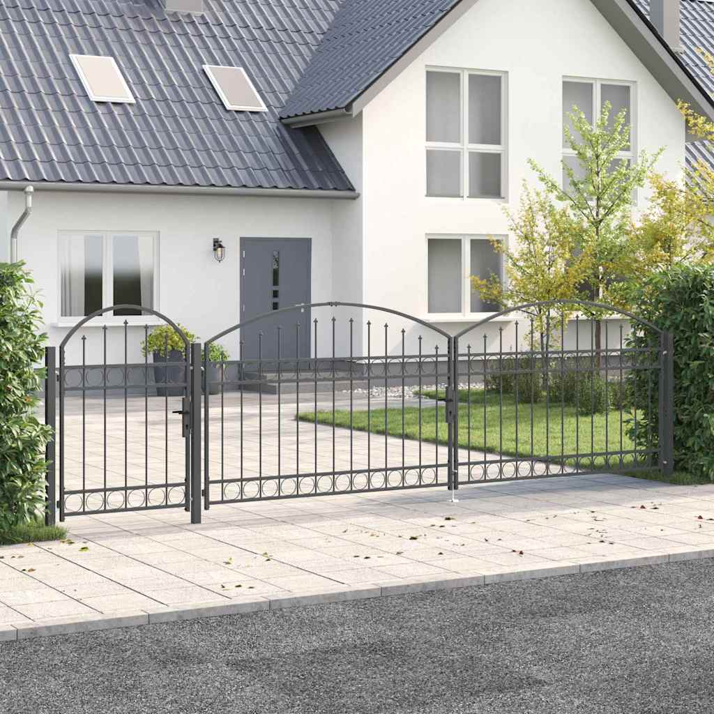 JUNG Vida Gartentor mit gewölbtem Oberteil Grau 500 x 100 cm Stahl