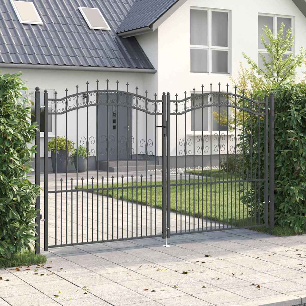 JUNG Vida Zauntor mit Speer-Top mit Schloss Grau 305 x 175 cm Stahl