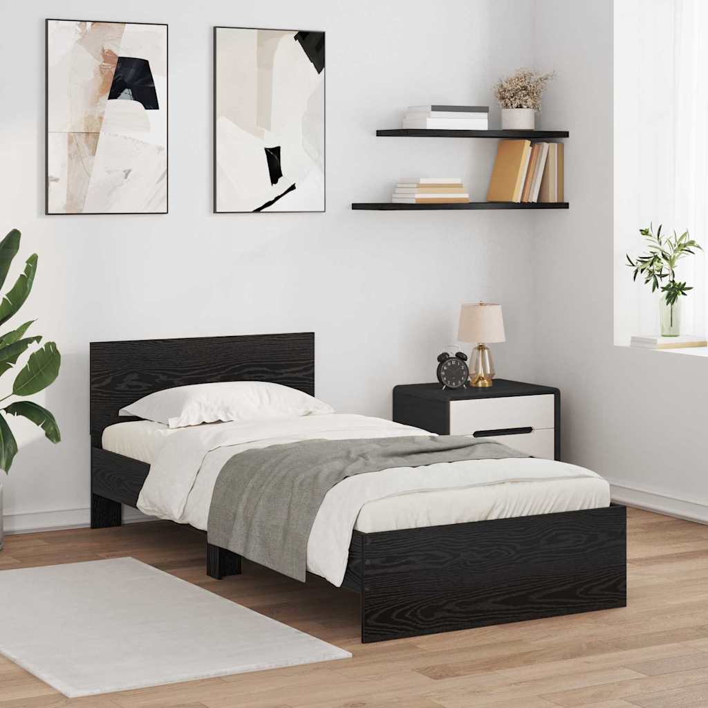 JUNG Vida Bettrahmen Schwarz Eichen-Optik 90 x 190 cm Holzwerkstoff