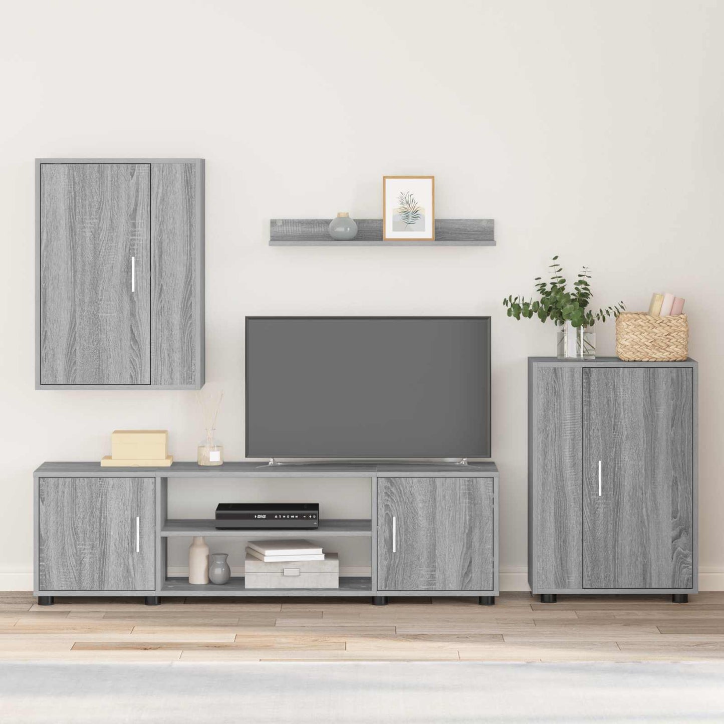 JUNG Vida TV-Schrankset Wandmontiert 4 pcs Graues Sonoma Holzwerkstoff