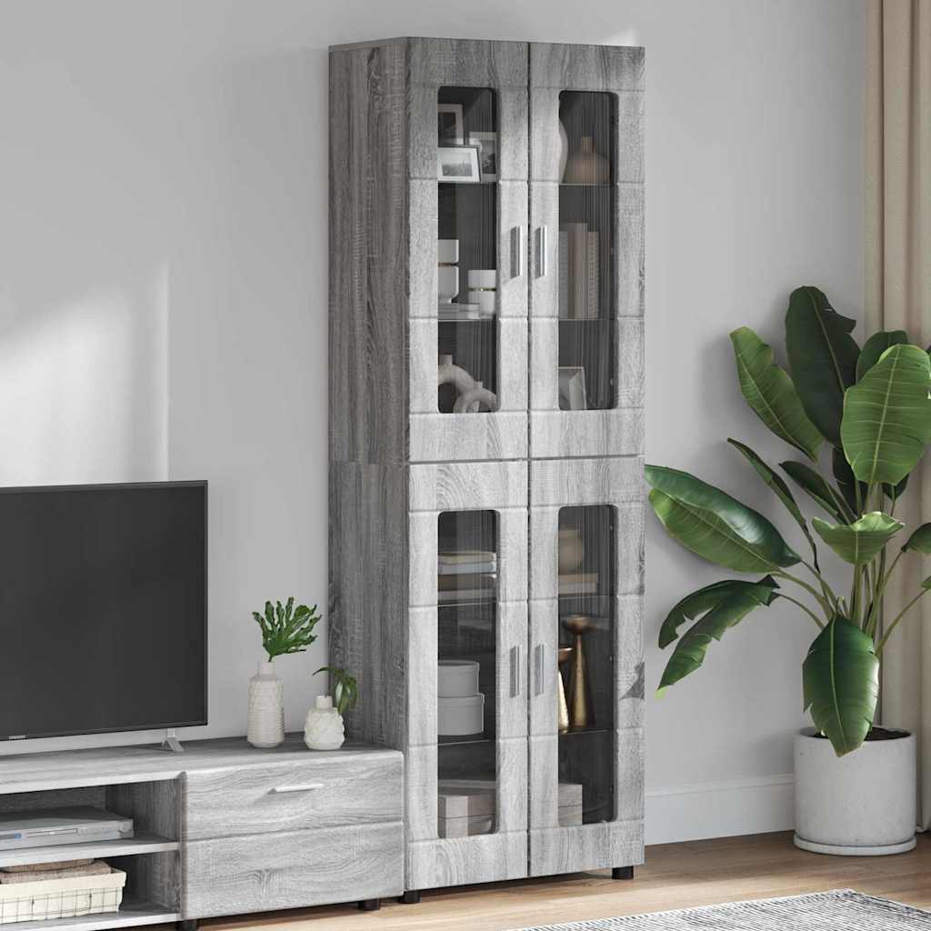 JUNG Vida Highboard mit Tür Graues Sonoma 60 x 35 x 182 cm Holzwerkstoff