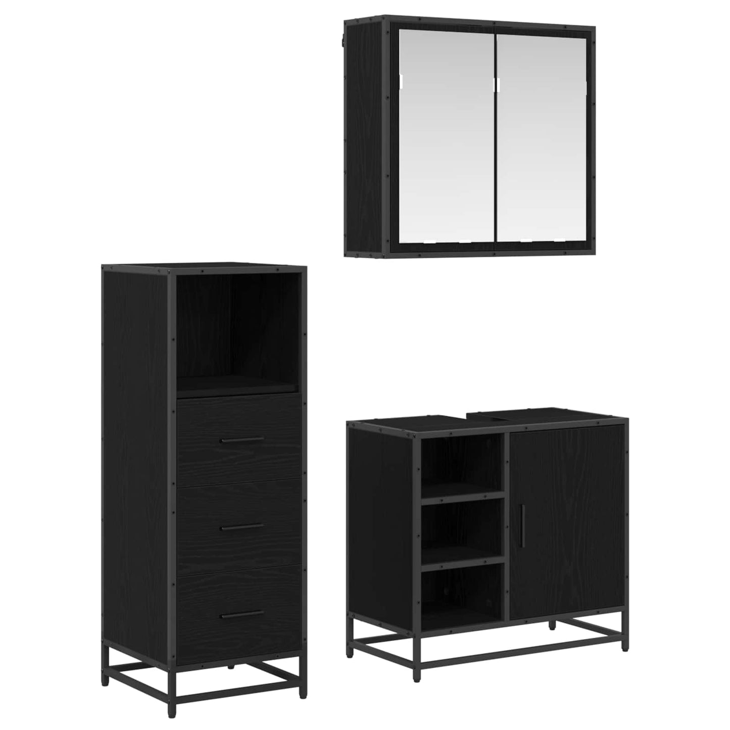 JUNG Vida Badezimmermöbel-Set 3 pcs Schwarz Eichen-Optik Holzwerkstoff