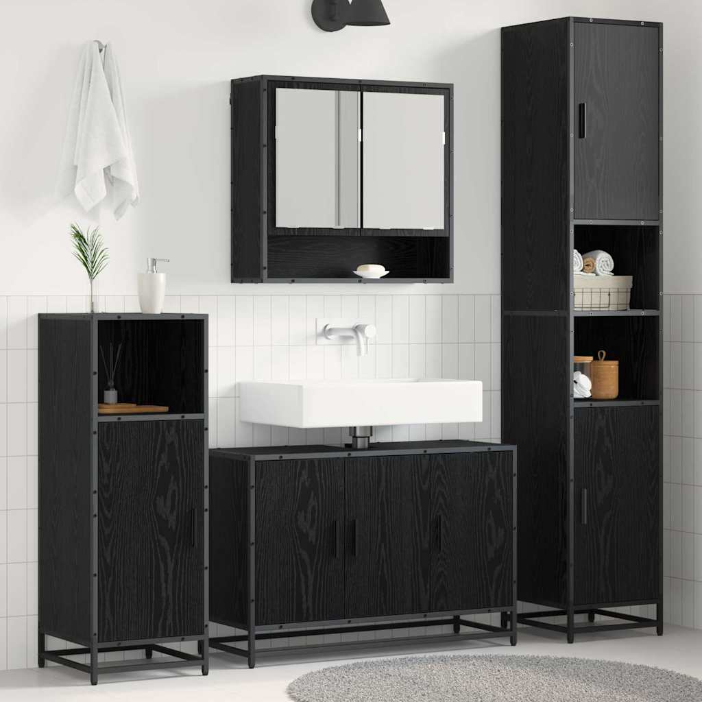 JUNG Vida Badezimmermöbel-Set 4 pcs Schwarz Eichen-Optik Holzwerkstoff