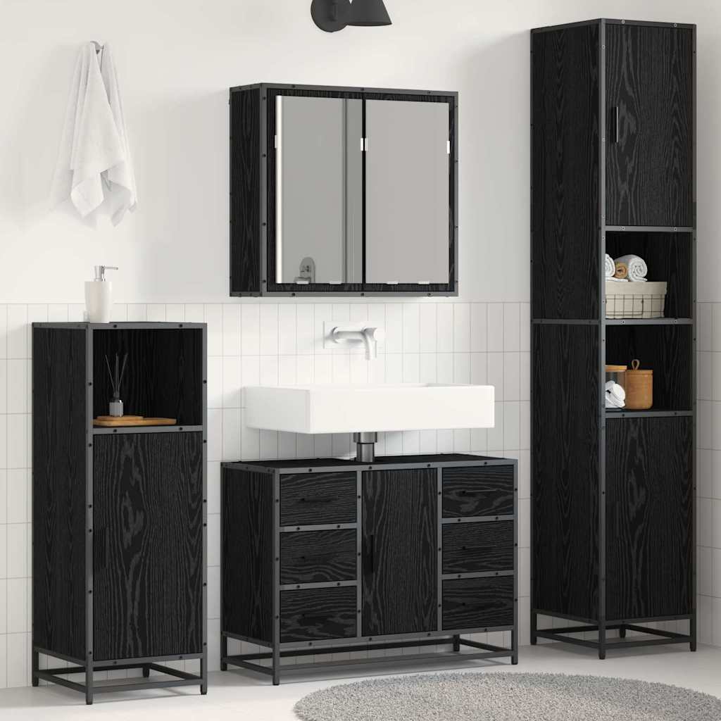 JUNG Vida Badezimmermöbel-Set 3 pcs Schwarz Eichen-Optik Holzwerkstoff