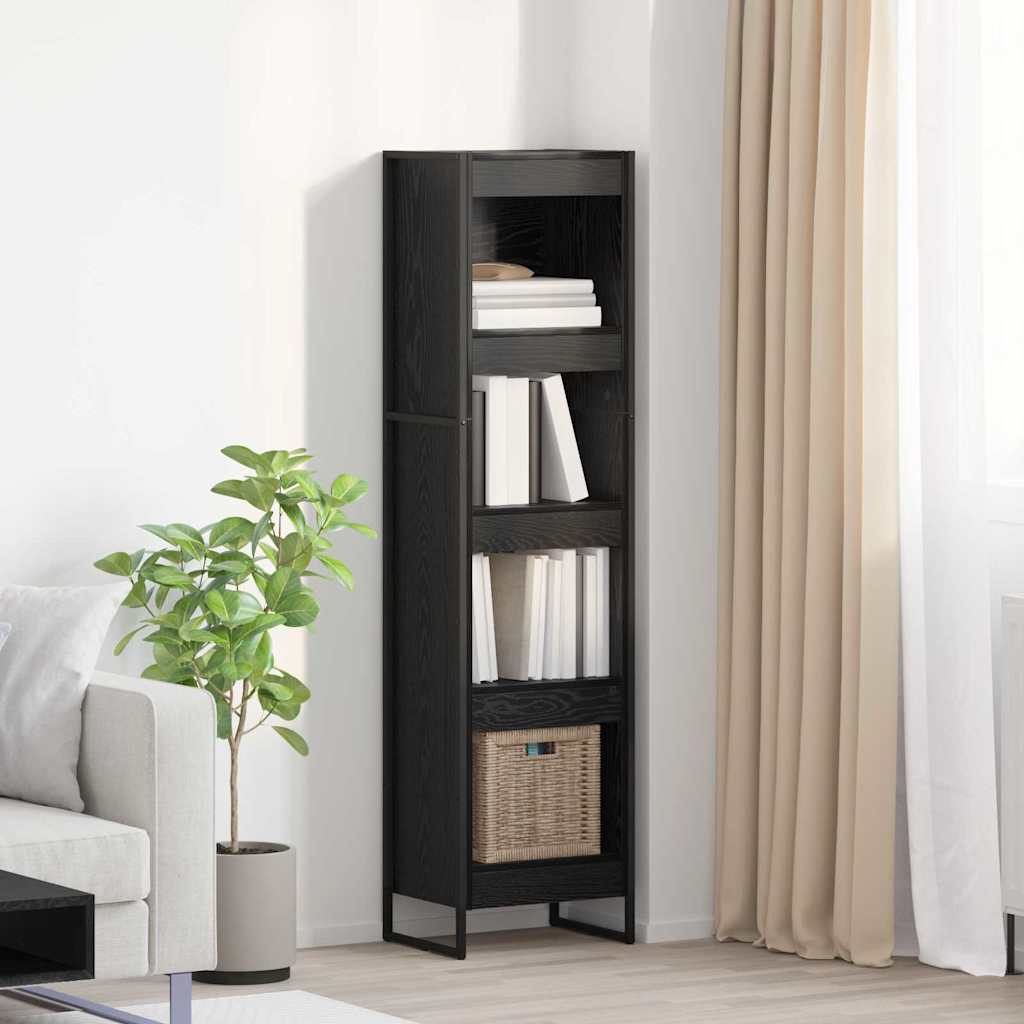 JUNG Vida Bücherregal Schwarz Eichen-Optik 80 x 30 x 155 cm Holzwerkstoff