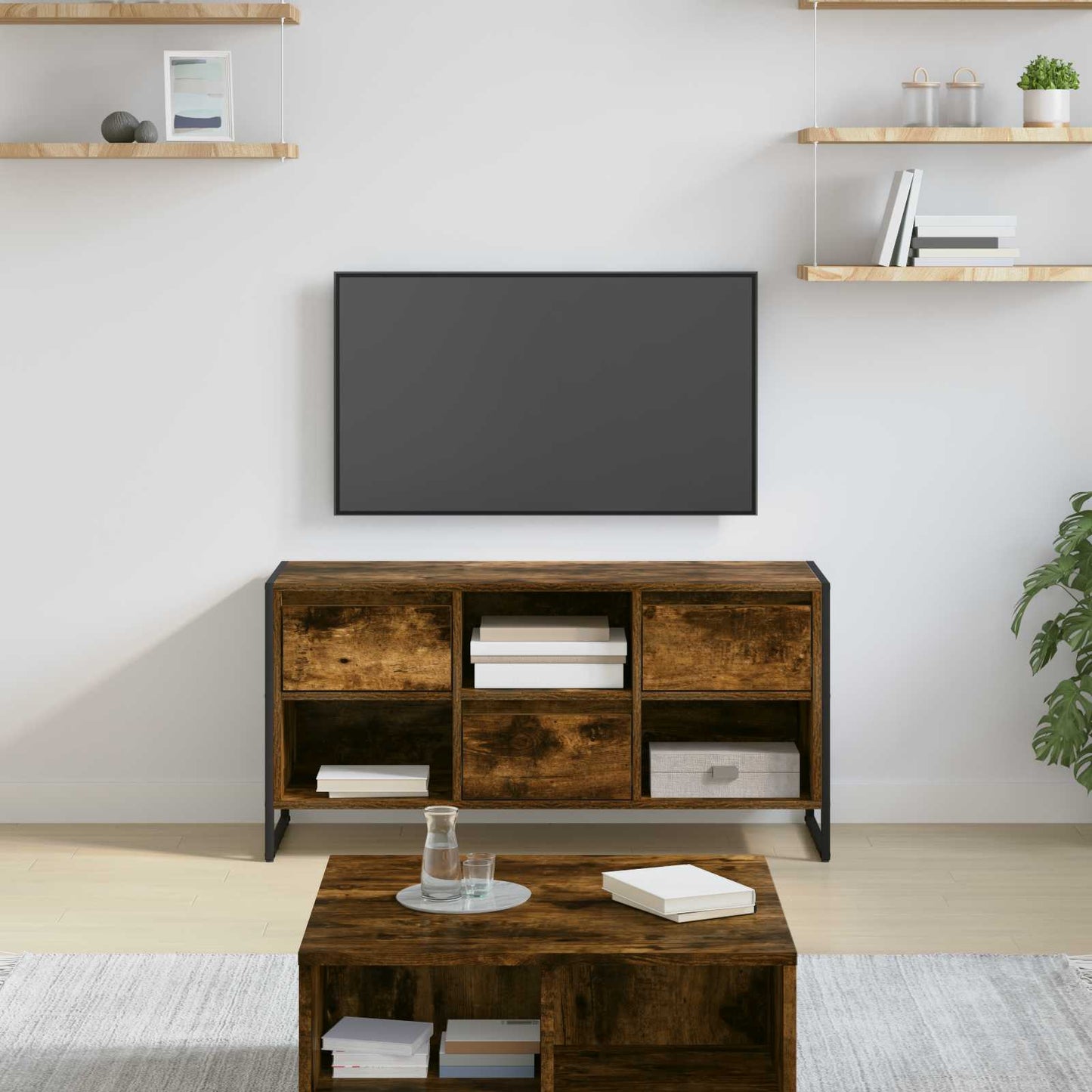 JUNG Vida TV-Schränk Raucharbe 100 x 36 x 49,5 cm Holzwerkstoff