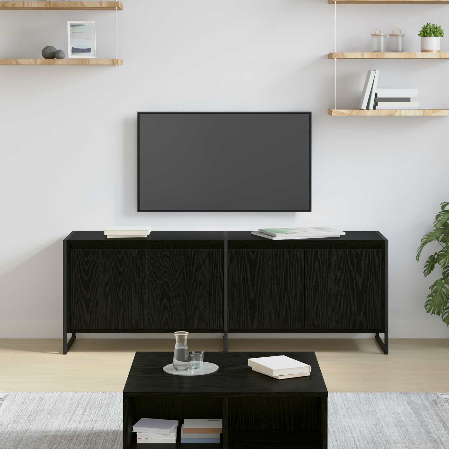 JUNG Vida TV-Schränk Schwarz Eichen-Optik 140 x 36 x 49,5 cm